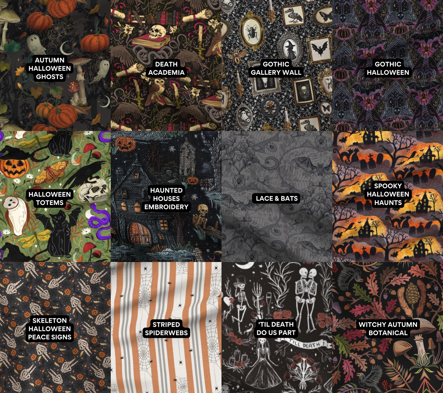 Halloween Collection - Curated Prints for Custom Grownup Blankies