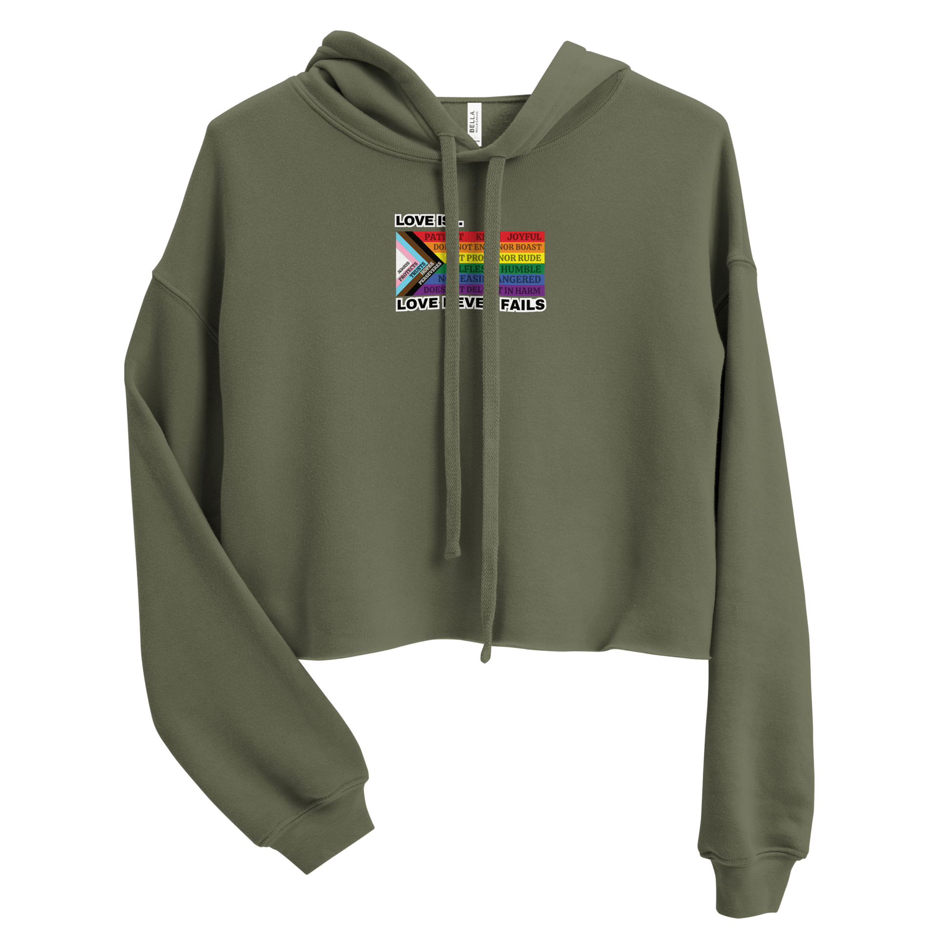 Love Never Fails Crop Hoodie - FireflyBazaarTX