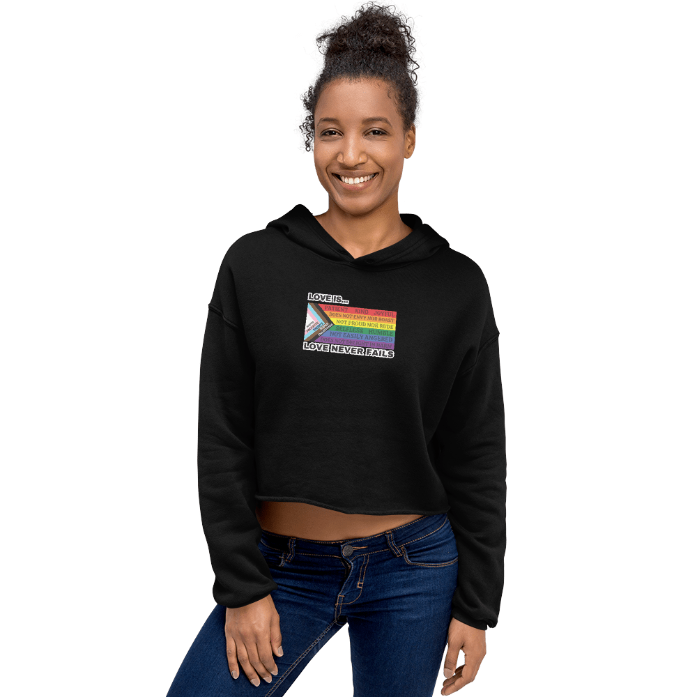 Love Never Fails Crop Hoodie - FireflyBazaarTX