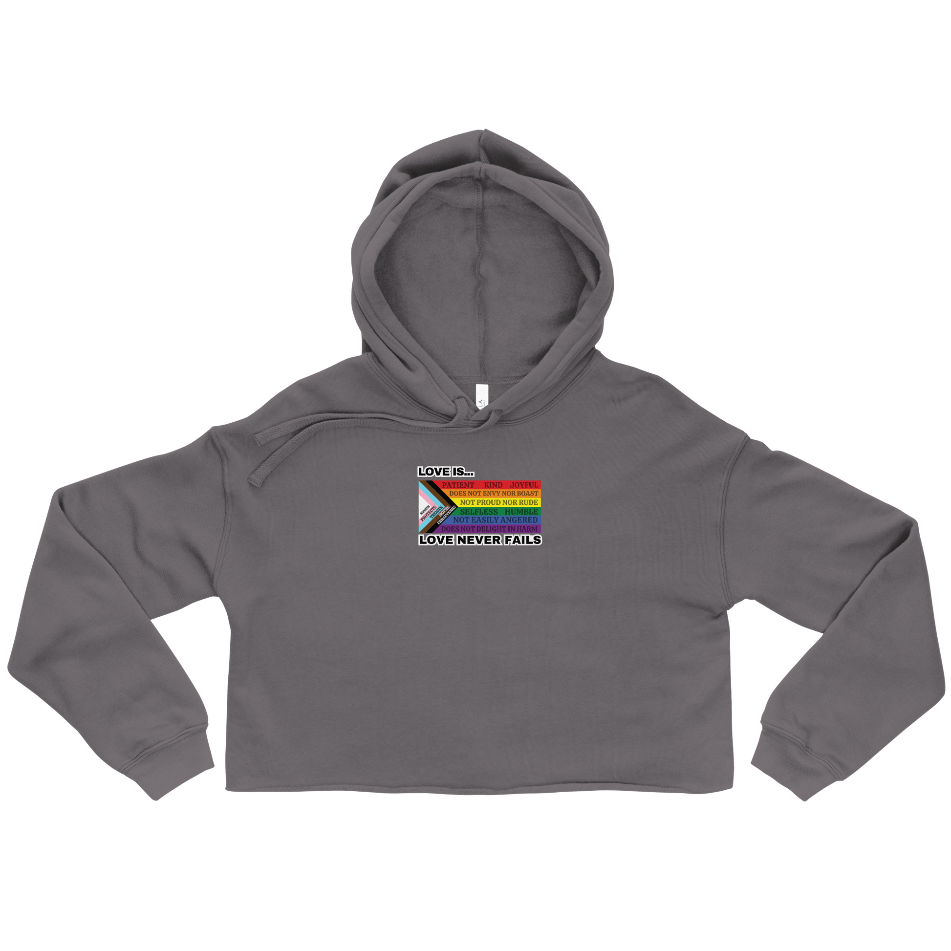 Love Never Fails Crop Hoodie - FireflyBazaarTX