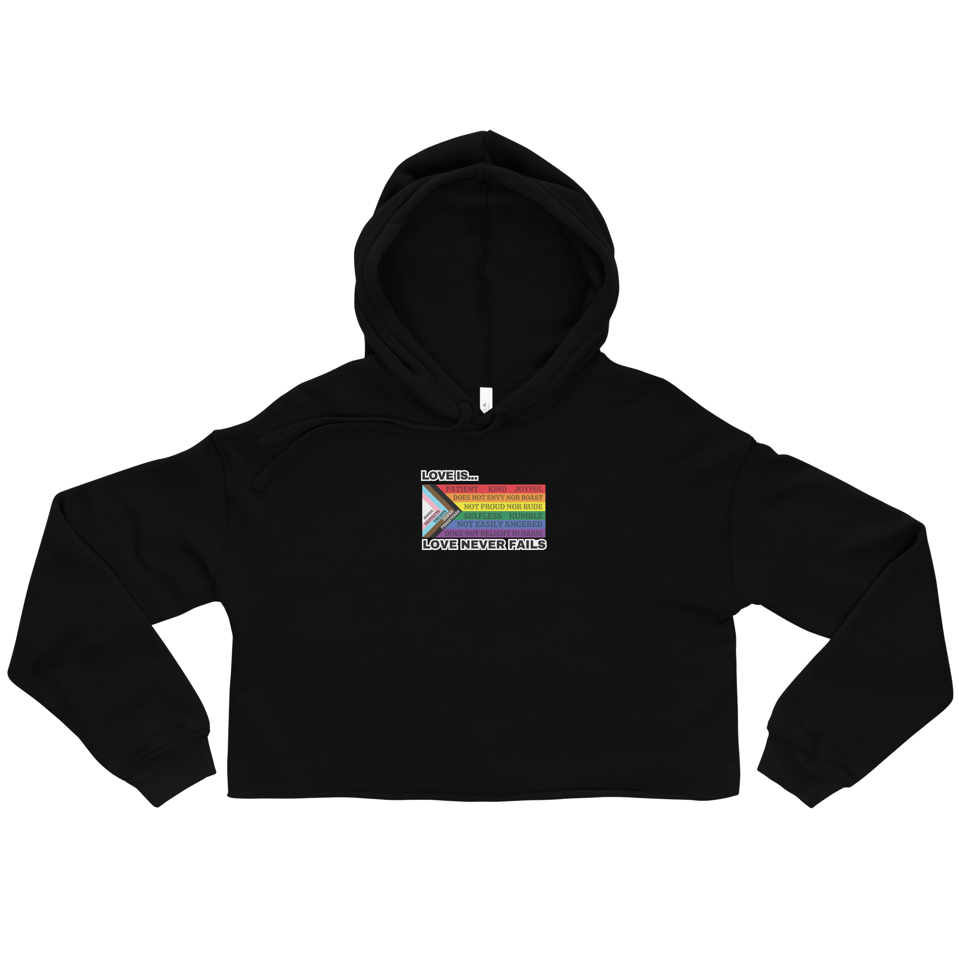 Love Never Fails Crop Hoodie - FireflyBazaarTX