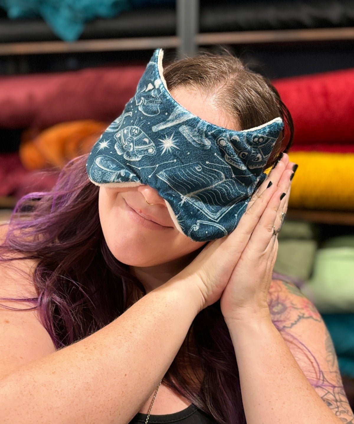 Ready - Made Cat Ear Sleep Mask - FireflyBazaarTX
