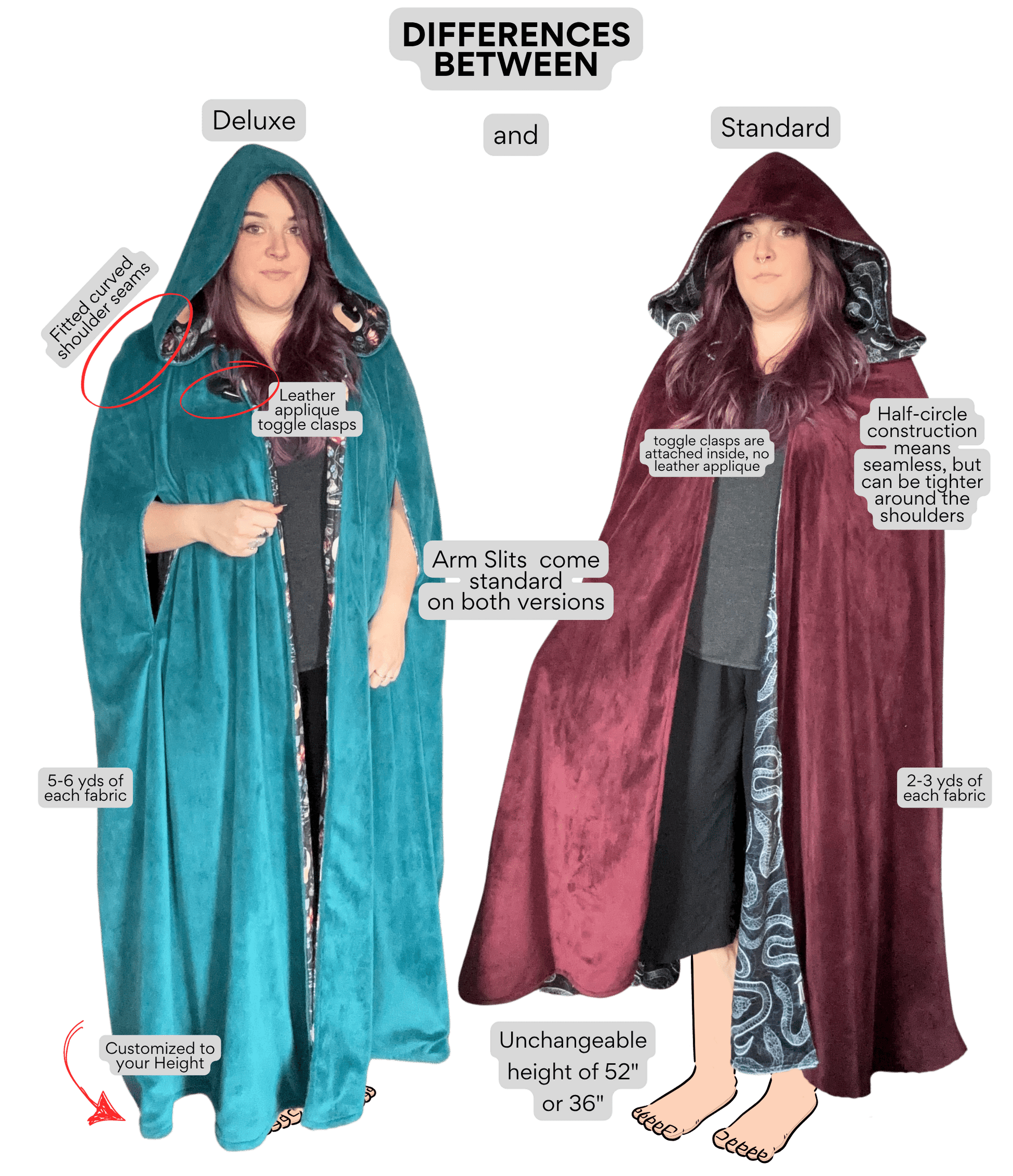 Standard Minky Cloak - Customizable Hooded Cape - FireflyBazaarTX