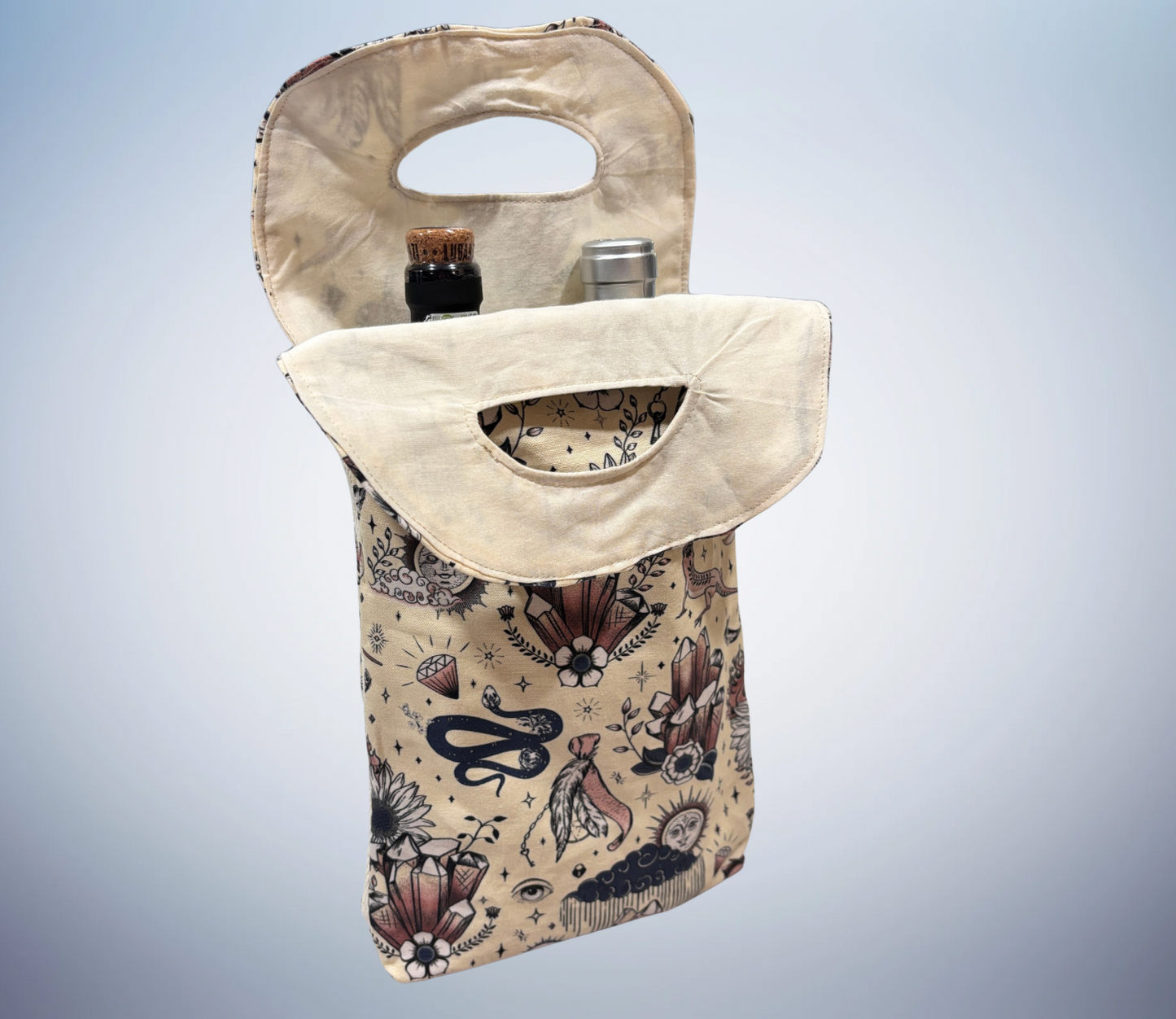 Wine Bags - Handmade, Double Bottle Size, Cotton and Linen Blend, Muslin Liner