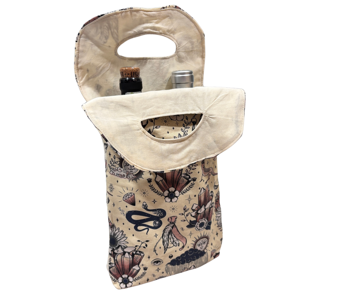 Wine Bags - Handmade, Double Bottle Size, Cotton and Linen Blend, Muslin Liner