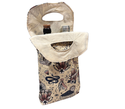 Wine Bags - Handmade, Double Bottle Size, Cotton and Linen Blend, Muslin Liner