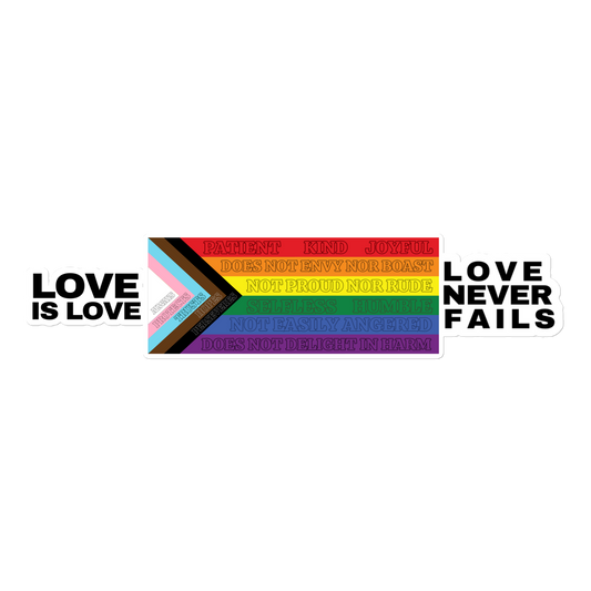 Love Never Fails bumper sticker