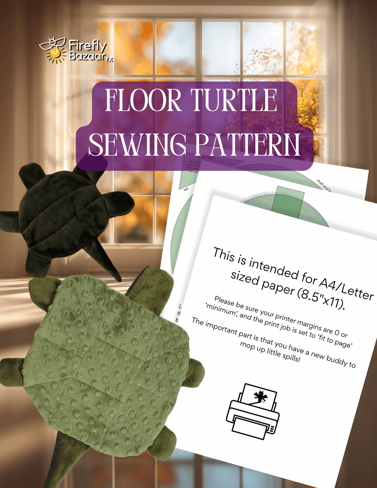 Turtle Footstool Pattern Floor Turtle Sewing Pattern (aka Floortoise) – FireflyBazaarTX