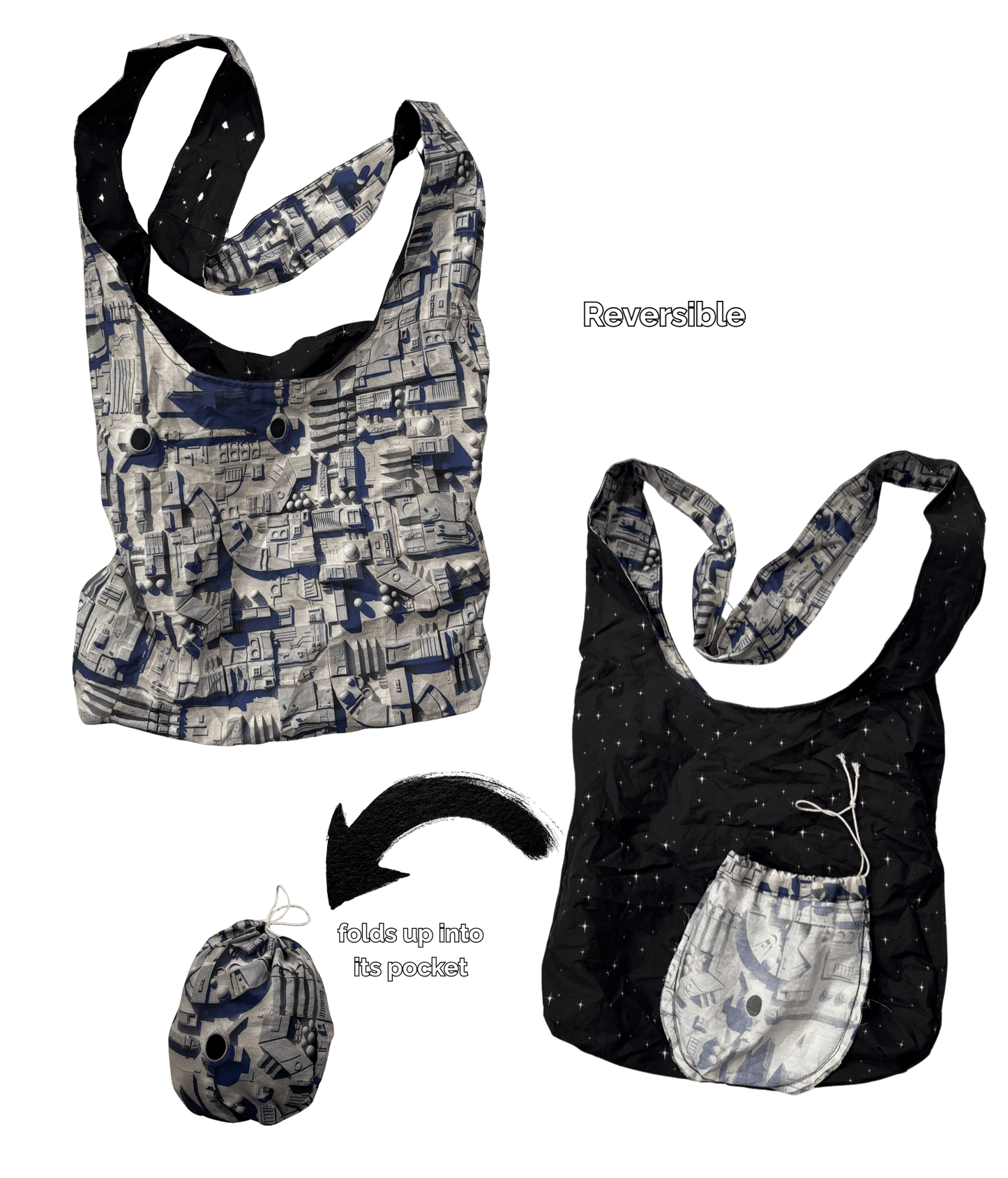 Hobo Bag - Cotton Reversible Double Layered - FireflyBazaarTX