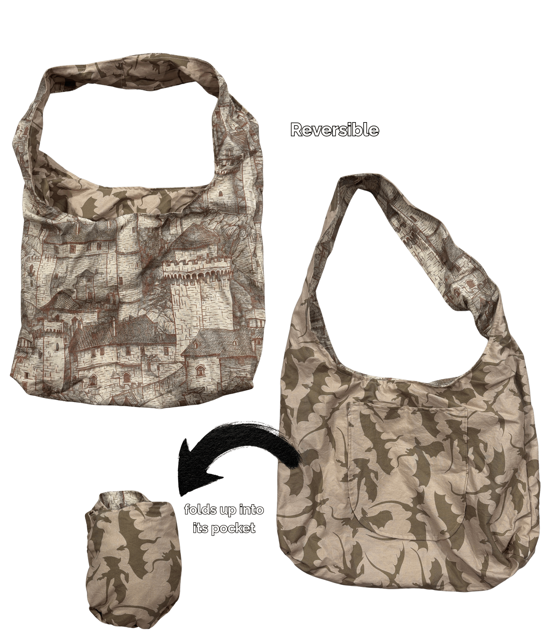 Hobo Bag - Cotton Reversible Double Layered - FireflyBazaarTX