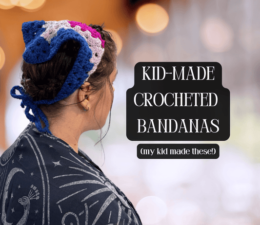 Kid - Made Crocheted Bandanas - Handmade headband, headcovering - FireflyBazaarTX