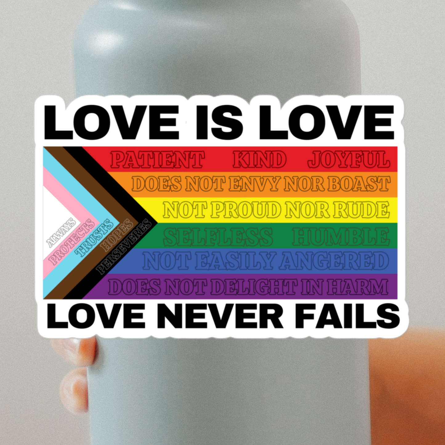 Love Never Fails square sticker