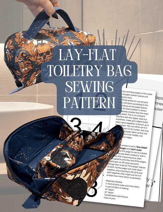 Lay - Flat Toiletry Bag Sewing Pattern - FireflyBazaarTX