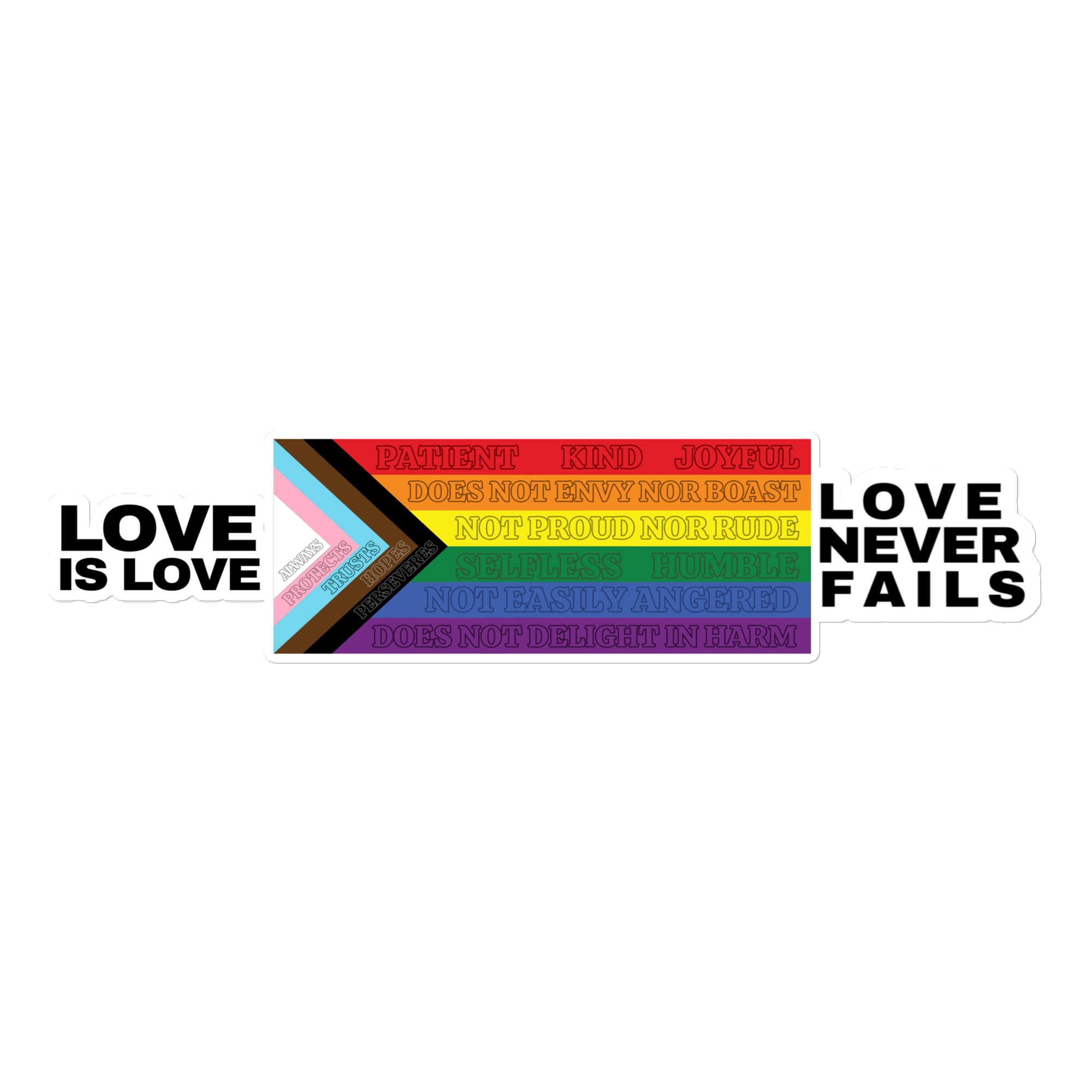 Love Never Fails bumper sticker – FireflyBazaarTX