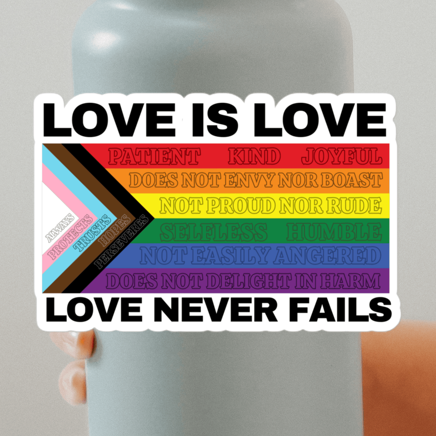 Love Never Fails square sticker - FireflyBazaarTX