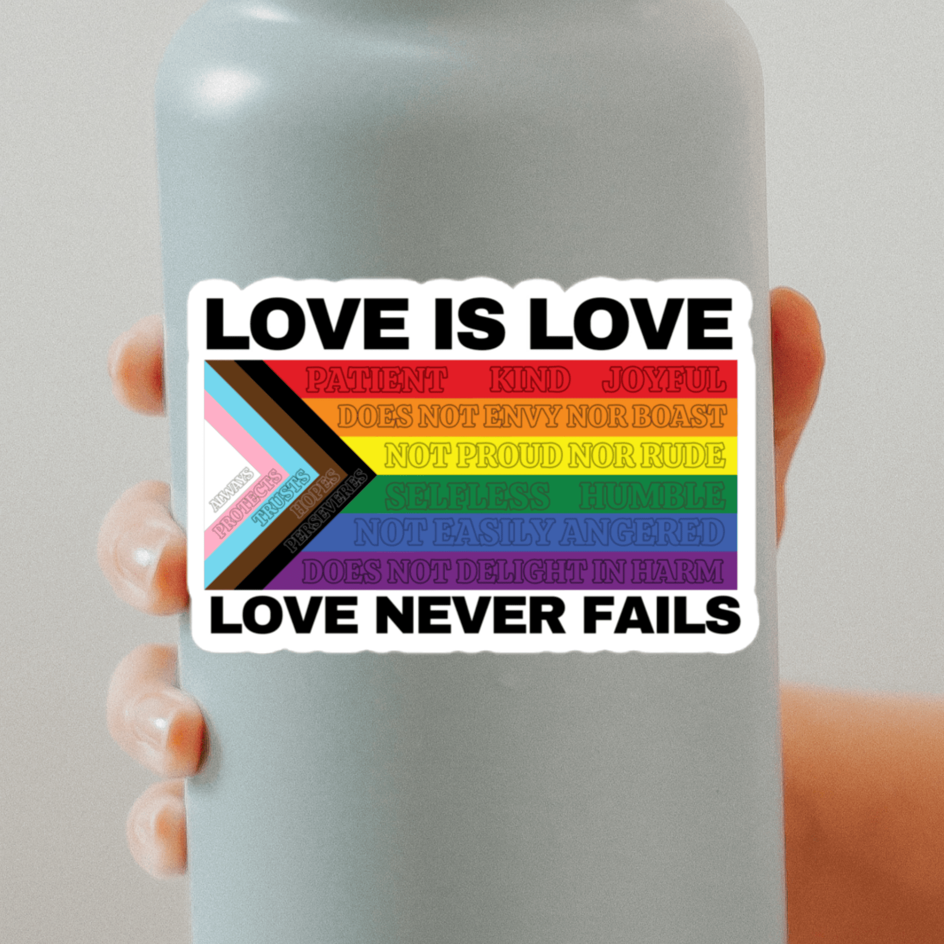 Love Never Fails square sticker - FireflyBazaarTX